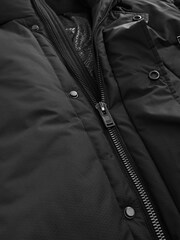 Black Textured Jacquard Parka Jacket - Image 14 of 16