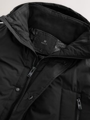 Black Textured Jacquard Parka Jacket - Image 15 of 16