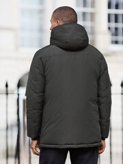 Black Textured Jacquard Parka Jacket - Image 2 of 16