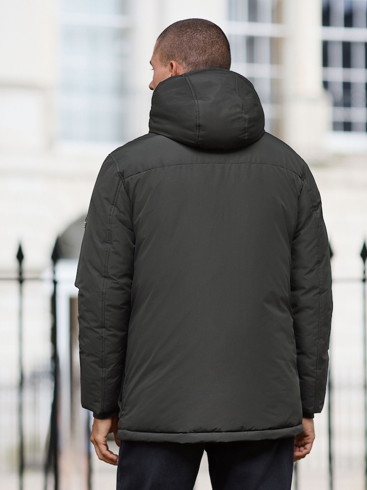 Black Textured Jacquard Parka Jacket - Image 2 of 16