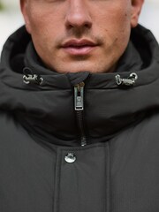 Black Textured Jacquard Parka Jacket - Image 5 of 16