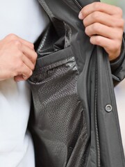 Black Textured Jacquard Parka Jacket - Image 6 of 16