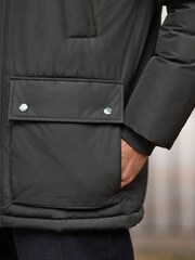 Black Textured Jacquard Parka Jacket - Image 8 of 16