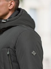 Black Textured Jacquard Parka Jacket - Image 9 of 16