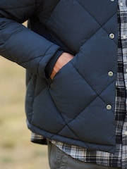 Navy Blue Diamond Quilted Padded Jacket - Image 3 of 13