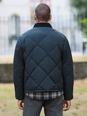 Navy Blue Diamond Quilted Padded Jacket - Image 7 of 13