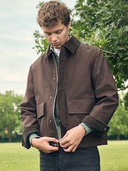 Brown Waxed Corduroy Collar Jacket - Image 3 of 16