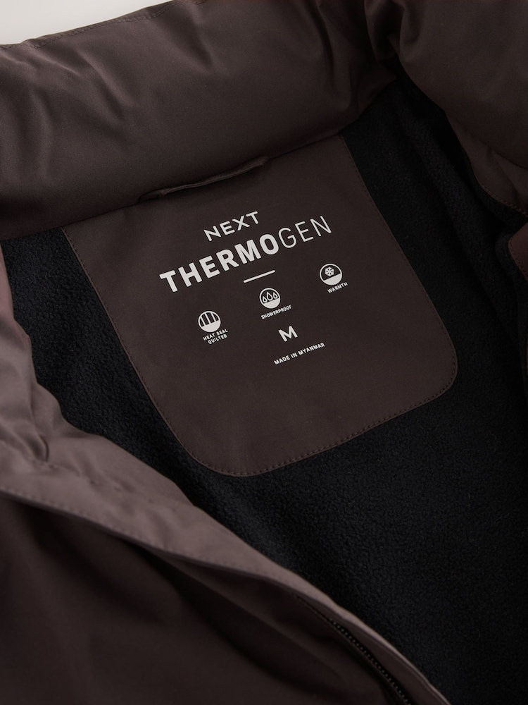 Brown ThermoGen Shower Resistant Funnel Puffer Jacket - Image 13 of 13