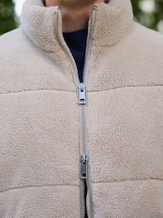 Ecru Borg Funnel Puffer Jacket - Image 4 of 12