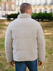 Ecru Borg Funnel Puffer Jacket - Image 7 of 12