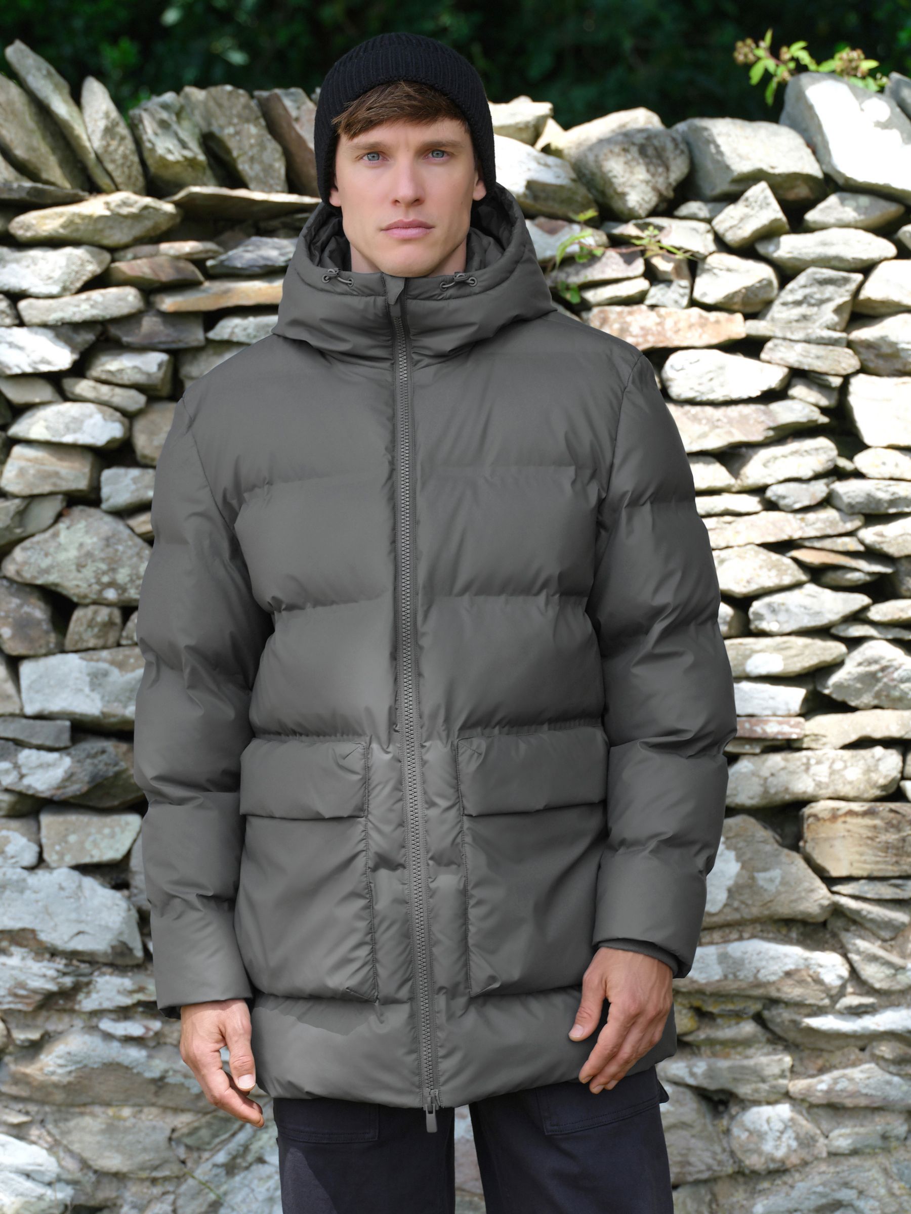 Buy Grey ThermoGen Shower Resistant Rubbersied Puffer Coat from
