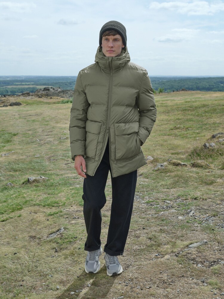 Khaki Green ThermoGen Shower Resistant Rubbersied Puffer Coat - Image 2 of 13
