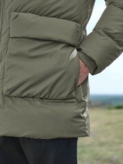 Khaki Green ThermoGen Shower Resistant Rubbersied Puffer Coat - Image 5 of 13