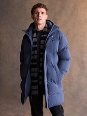 Blue Long Length ThermoGen Shower Resistant Puffer Jacket - Image 1 of 10
