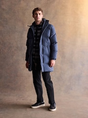 Blue Long Length ThermoGen Shower Resistant Puffer Jacket - Image 6 of 10