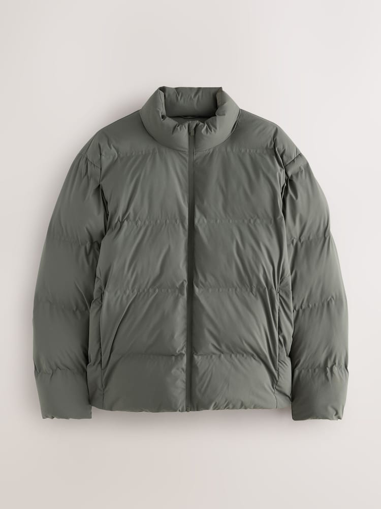Khaki Green ThermoGen Shower Resistant Funnel Puffer Jacket - Image 1 of 5