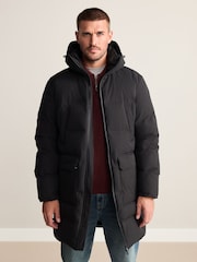 Black Long Length Signature Down Filled Padded Coat - Image 2 of 10