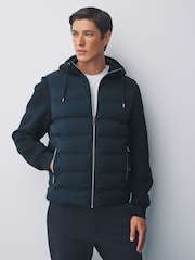 Navy Blue Hybrid Quilted Jacket - Image 1 of 9
