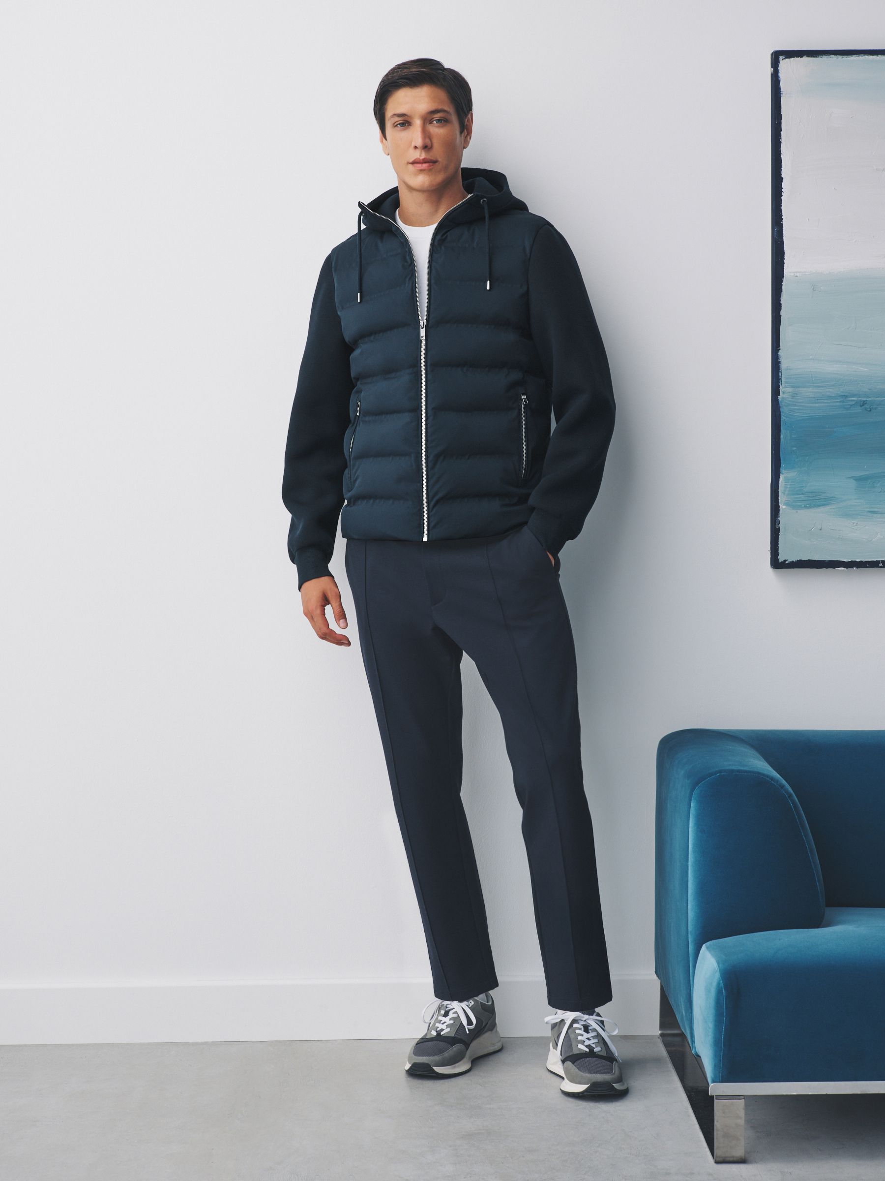 Buy Navy Blue Hybrid Quilted Jacket from Next USA