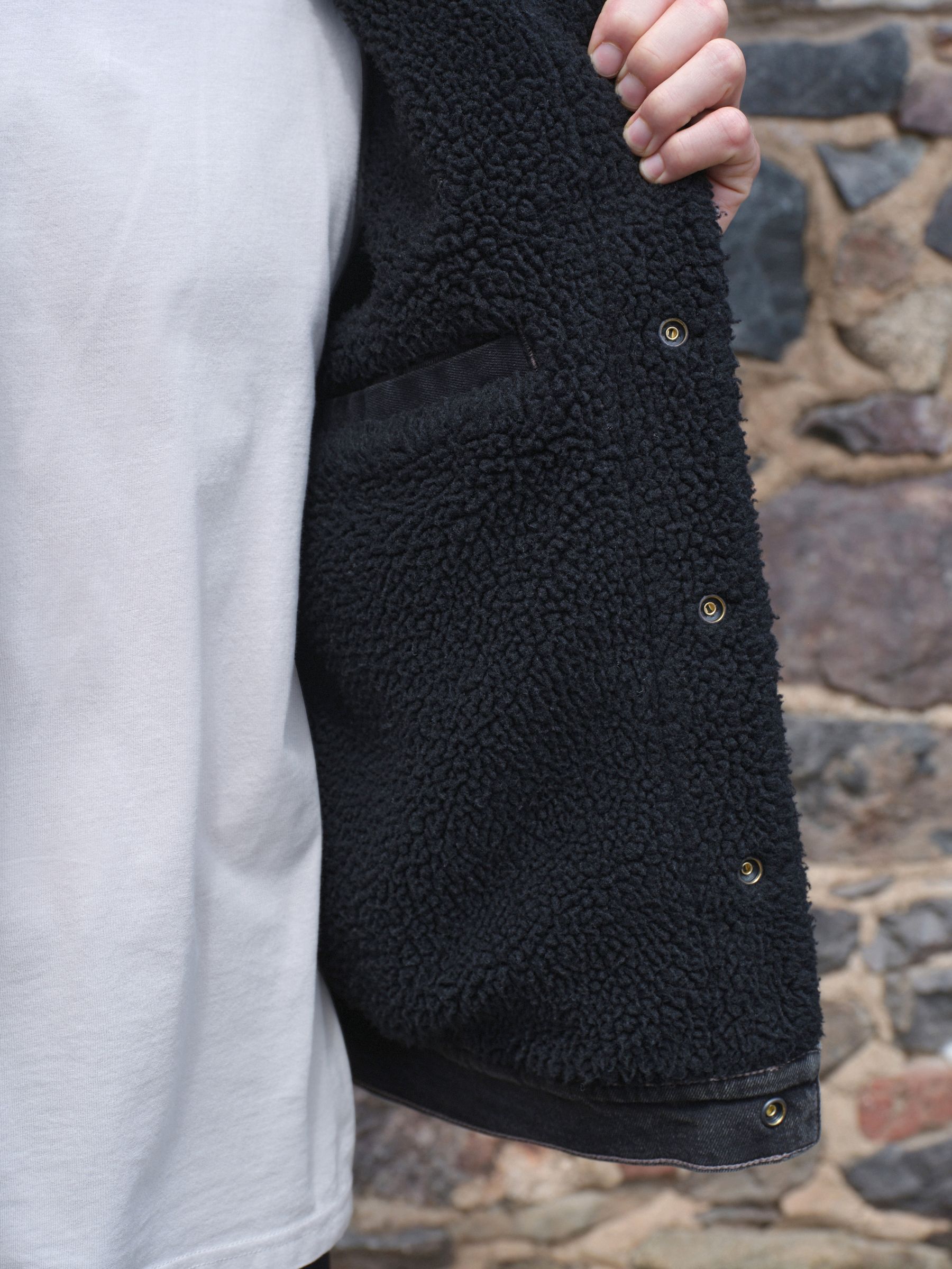 Buy Black Denim Western Jacket with Borg Lining from Next USA