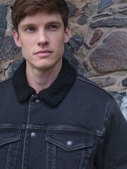 Black Denim Western Jacket with Borg Lining - Image 4 of 5