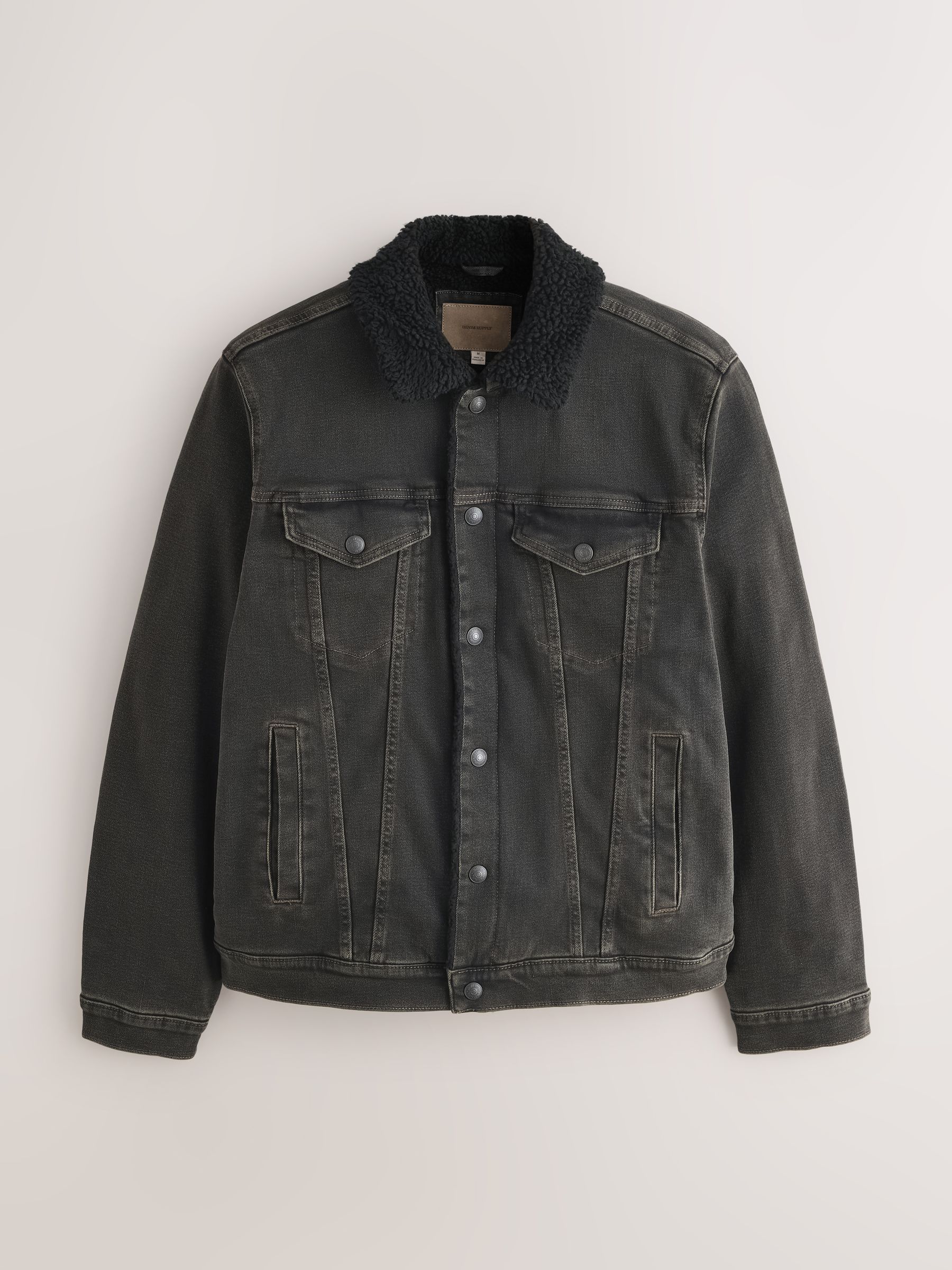 Buy Black Denim Western Jacket with Borg Lining from Next South Africa
