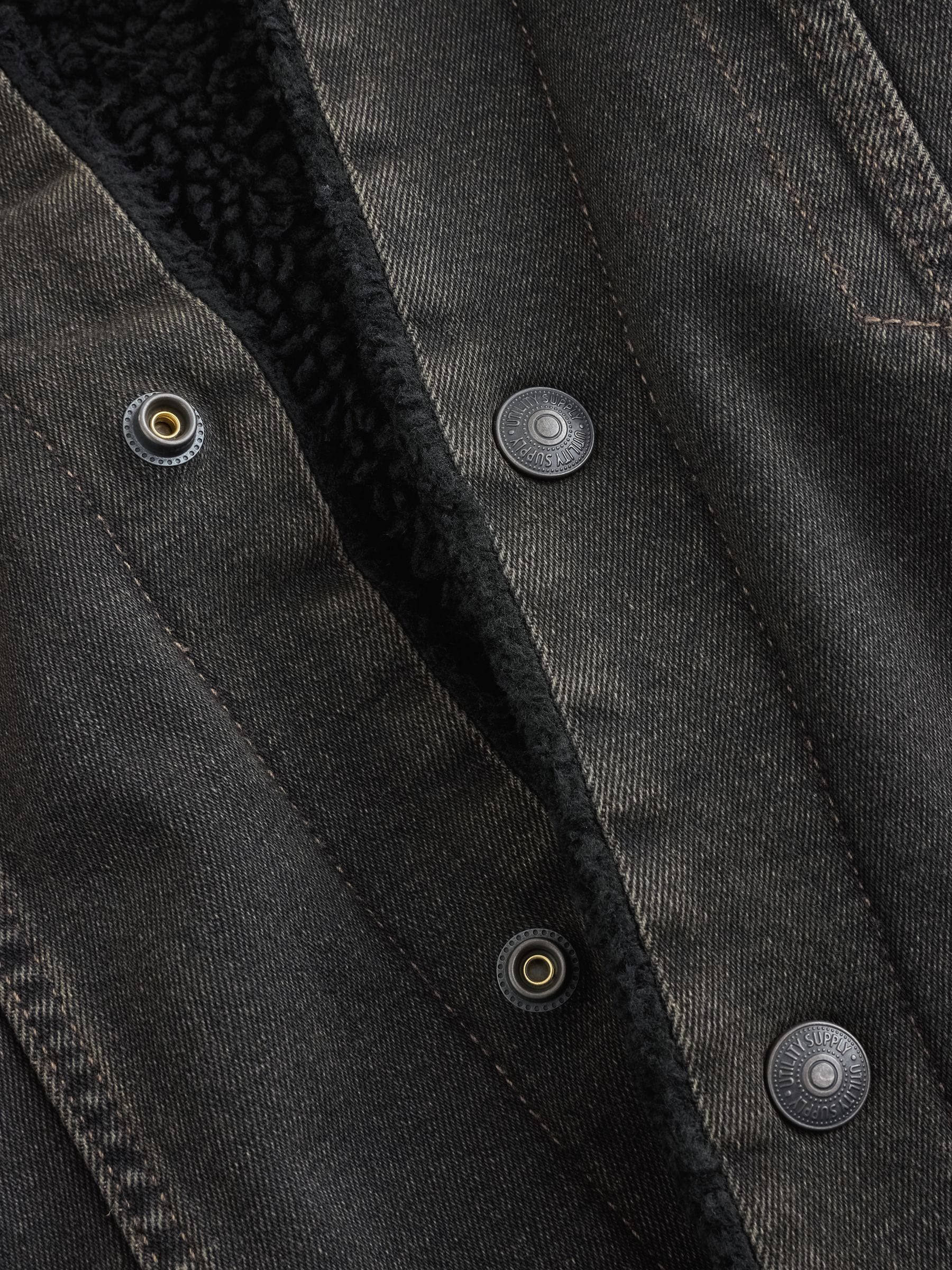 Buy Black Denim Western Jacket with Borg Lining from Next USA