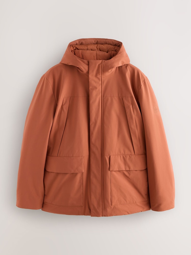 Orange ThermoGen Parka Jacket with Borg Lining - Image 1 of 8 Orange ThermoGen Parka Jacket with Borg Lining - Image 1 of 8