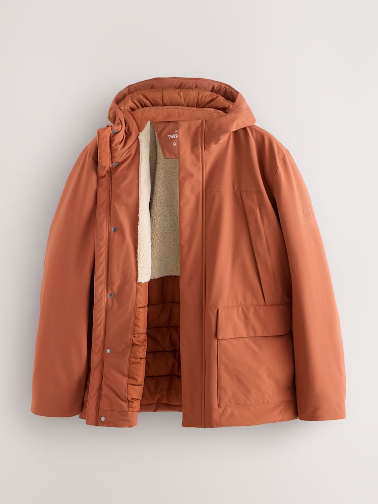 Orange ThermoGen Parka Jacket with Borg Lining - Image 2 of 8 Orange ThermoGen Parka Jacket with Borg Lining - Image 2 of 8
