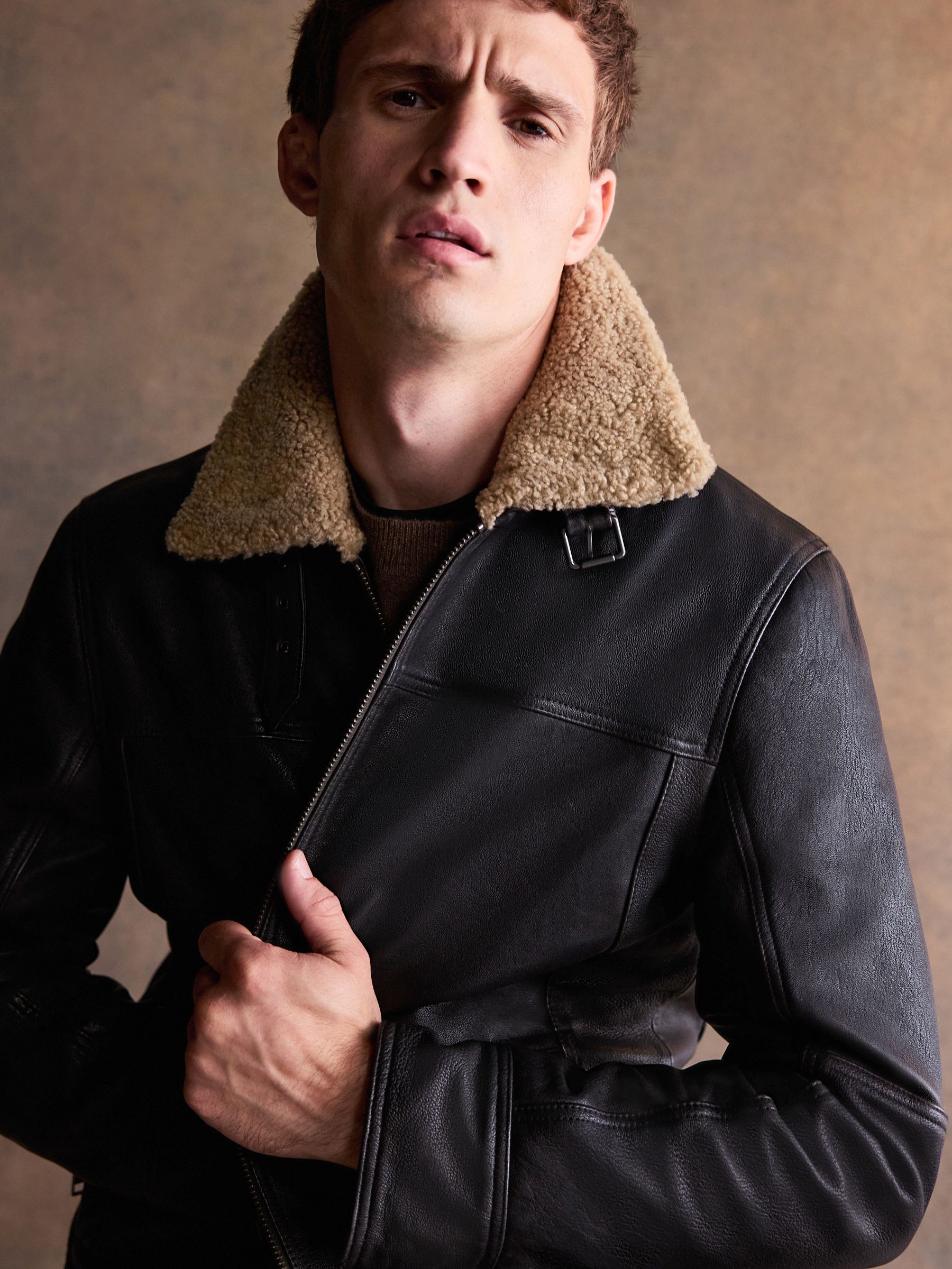 Buy Brown Shearling Collar Leather Jacket from Next South Africa