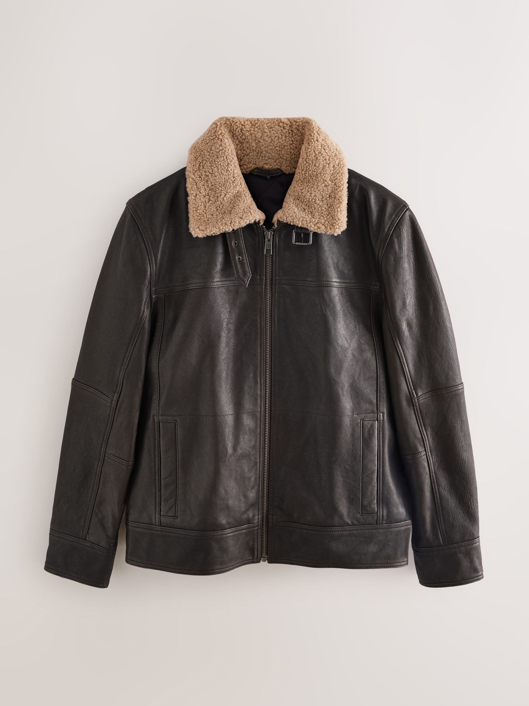 Buy Brown Shearling Collar Leather Jacket from Next South Africa