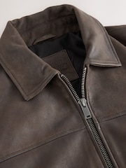 Brown Nubuck Signature Leather Collared Jacket - Image 12 of 14