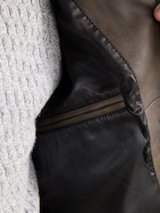 Brown Nubuck Signature Leather Collared Jacket - Image 8 of 14
