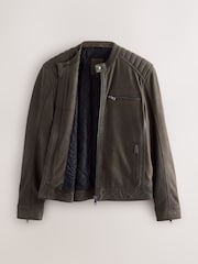Marrón - Nubuck Signature Leather Racer Jacket - Imagen 10 de 15
