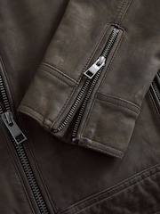 Marrón - Nubuck Signature Leather Racer Jacket - Imagen 13 de 15