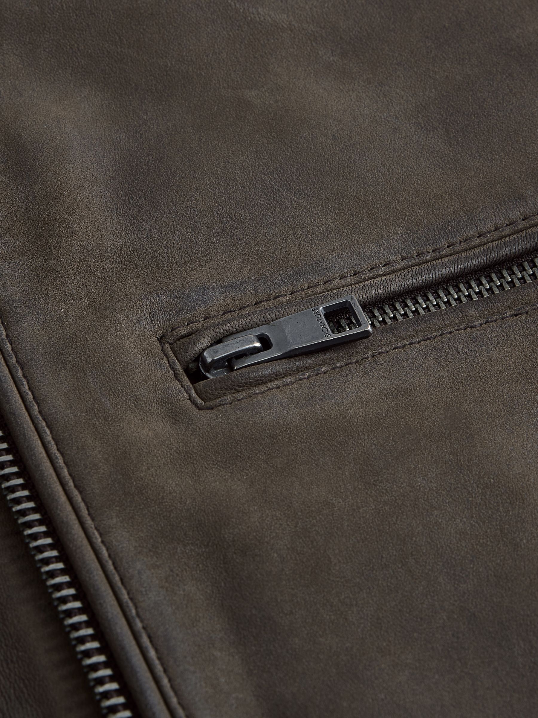 Buy Brown Nubuck Signature Leather Racer Jacket from Next Romania