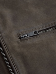 Marrón - Nubuck Signature Leather Racer Jacket - Imagen 15 de 15