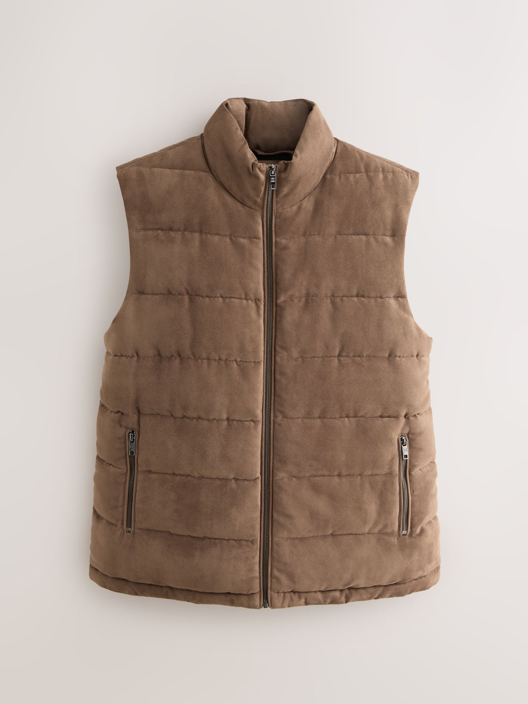 Buy Tan Brown Faux Suede Quilted Gilet from Next USA