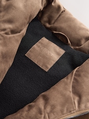 Tan Brown Faux Suede Quilted Gilet - Image 7 of 8