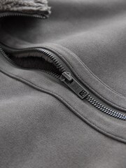 Charcoal Grey Faux Suede Borg Lined Jacket - Image 3 of 6