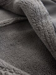 Charcoal Grey Faux Suede Borg Lined Jacket - Image 5 of 6