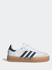 adidas Originals White/Green Sambae W Trainers - Image 1 of 9