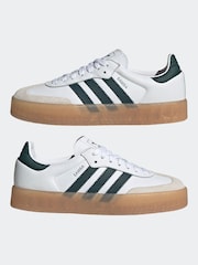 adidas Originals White/Green Sambae W Trainers - Image 5 of 9