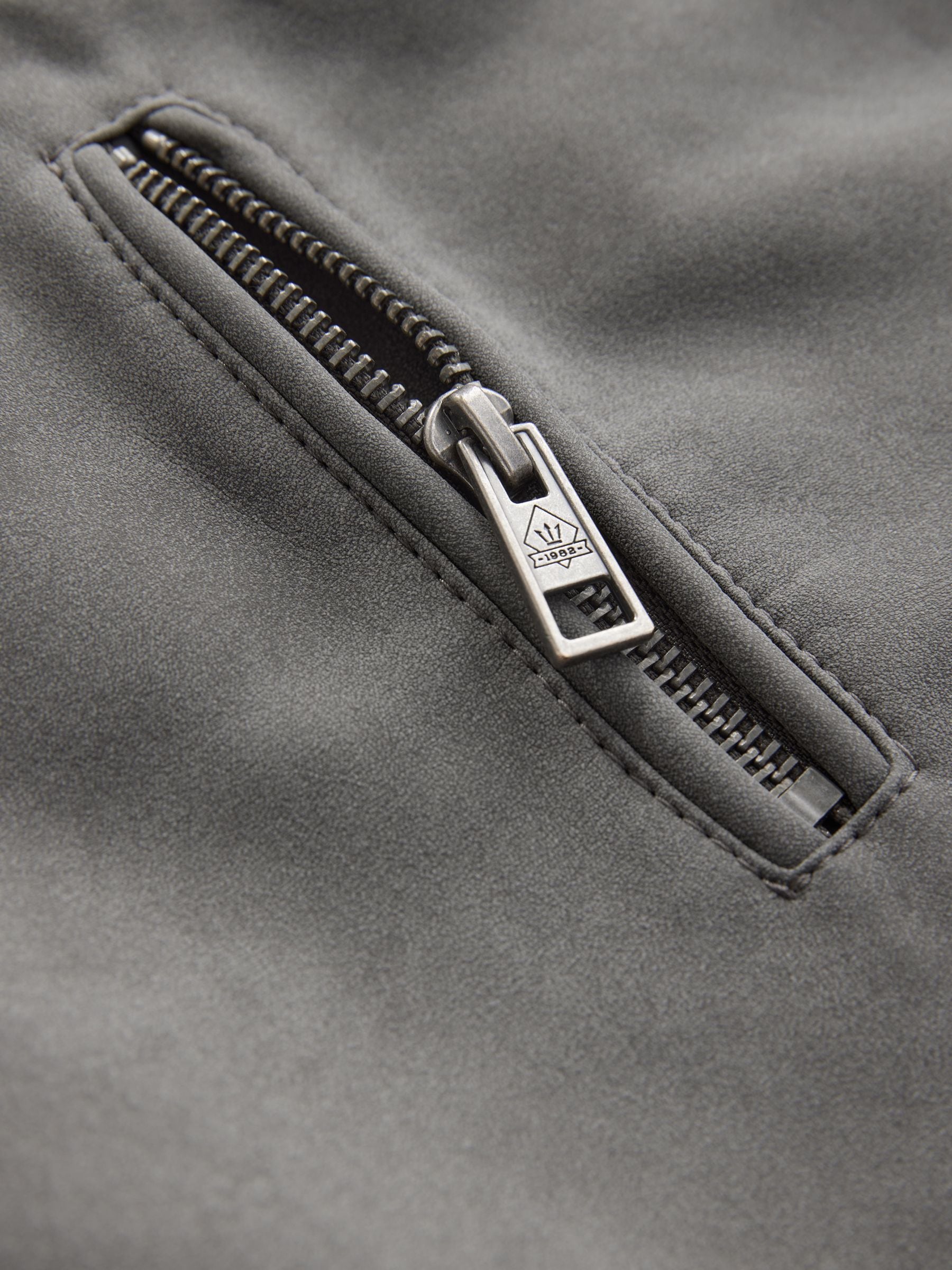 Buy Grey Faux Leather Biker Jacket from Next USA