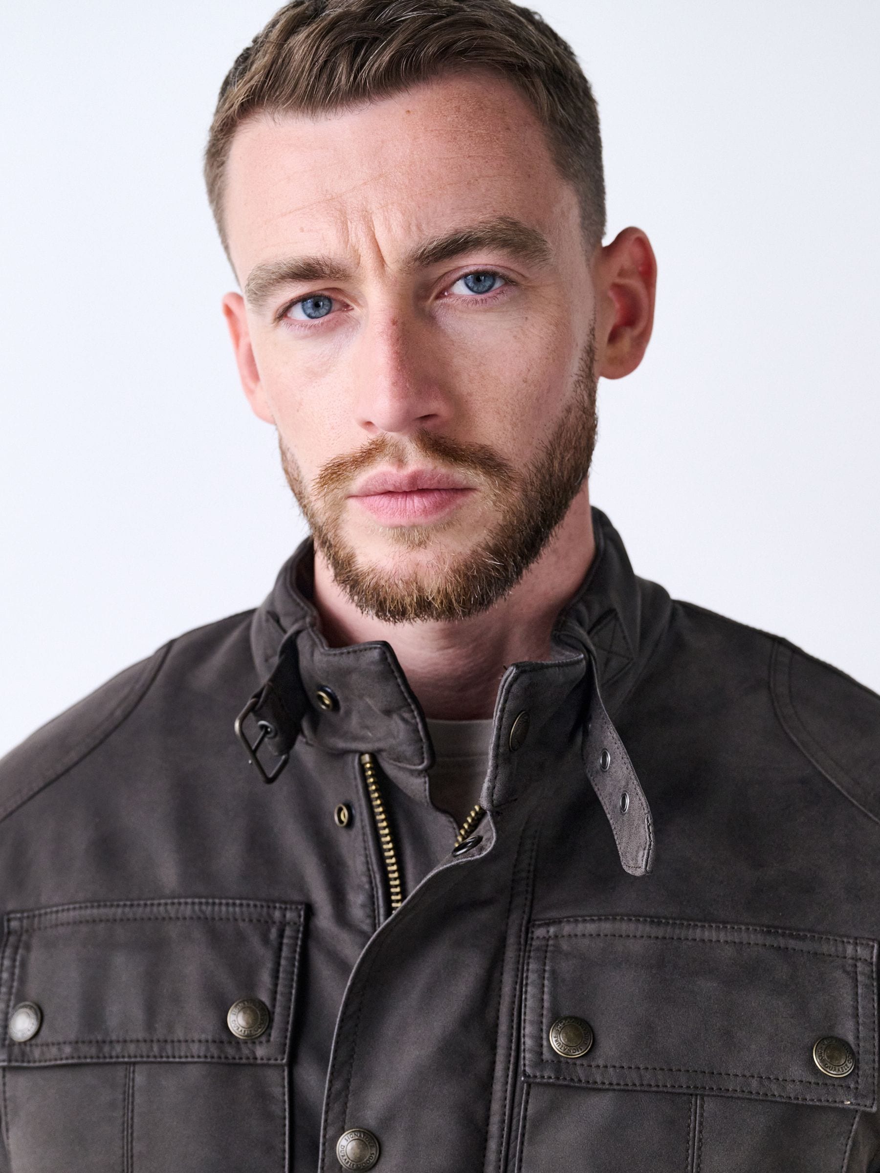 Buy Brown Faux Leather Borg Lined 4 Pocket Biker Jacket from Next