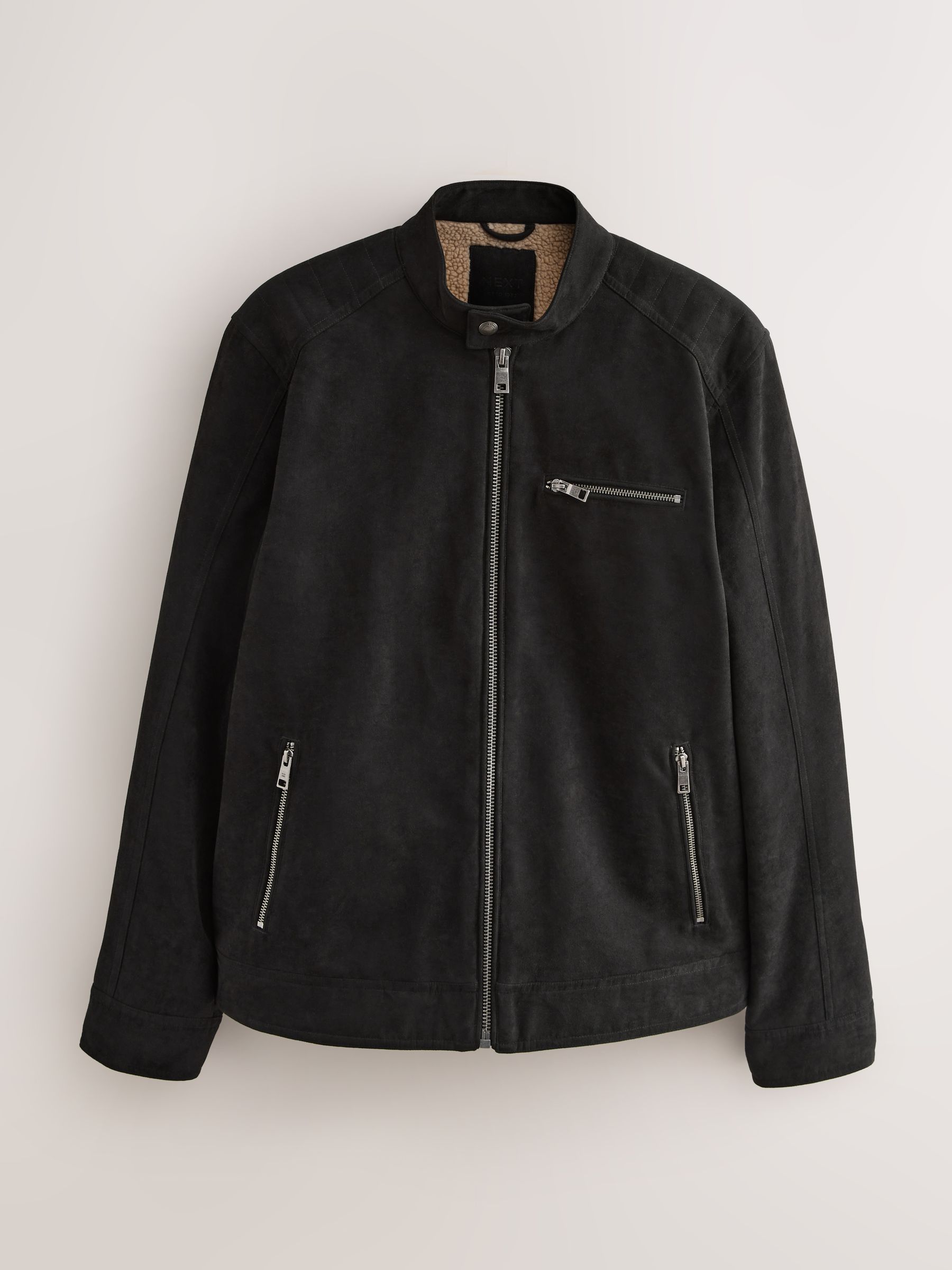 Buy Black Faux Suede Borg Lined Zip Jacket from Next Serbia