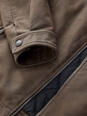 Brown Faux Leather Collared Jacket - Image 10 of 13