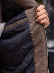 Brown Faux Leather Collared Jacket - Image 6 of 13