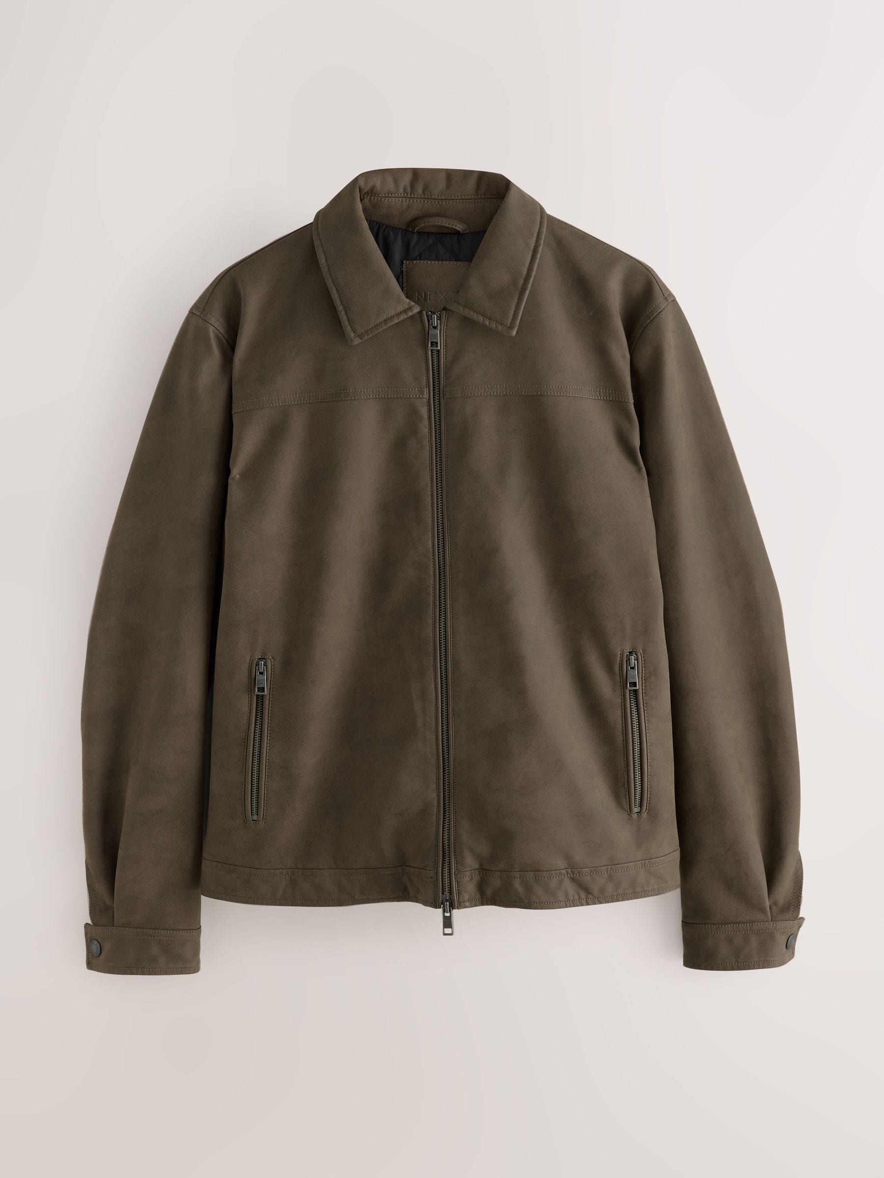 Buy Brown Faux Leather Collared Jacket from Next USA