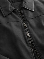 Black Faux Leather Collared Jacket - Image 12 of 12